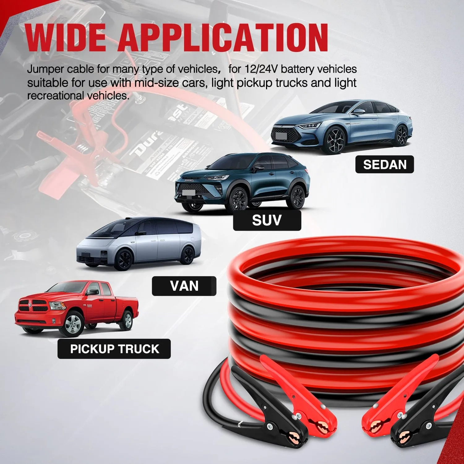 4 Gauge 16 FT Heavy Duty Jumper Cable