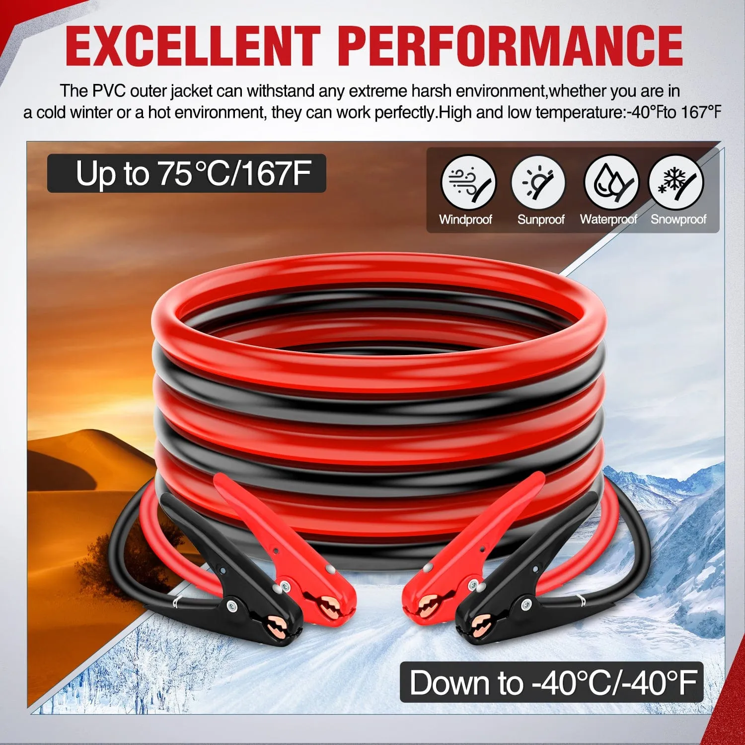 4 Gauge 16 FT Heavy Duty Jumper Cable