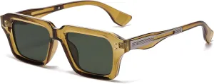 AIEYEZO Rectangle Sunglasses for Men Women Fashion Square Frame Sun Glasses 90??s Retro Designer Shades