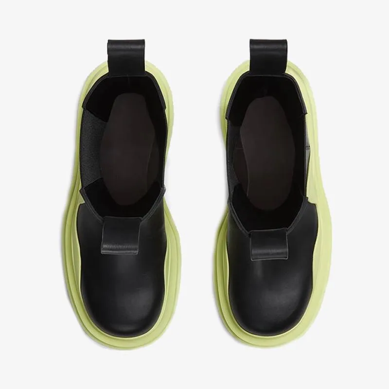 Black/Fruit Green Chelsea Boots