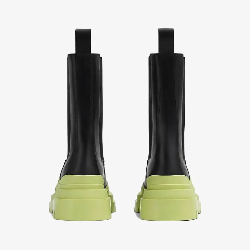 Black/Fruit Green Chelsea Boots