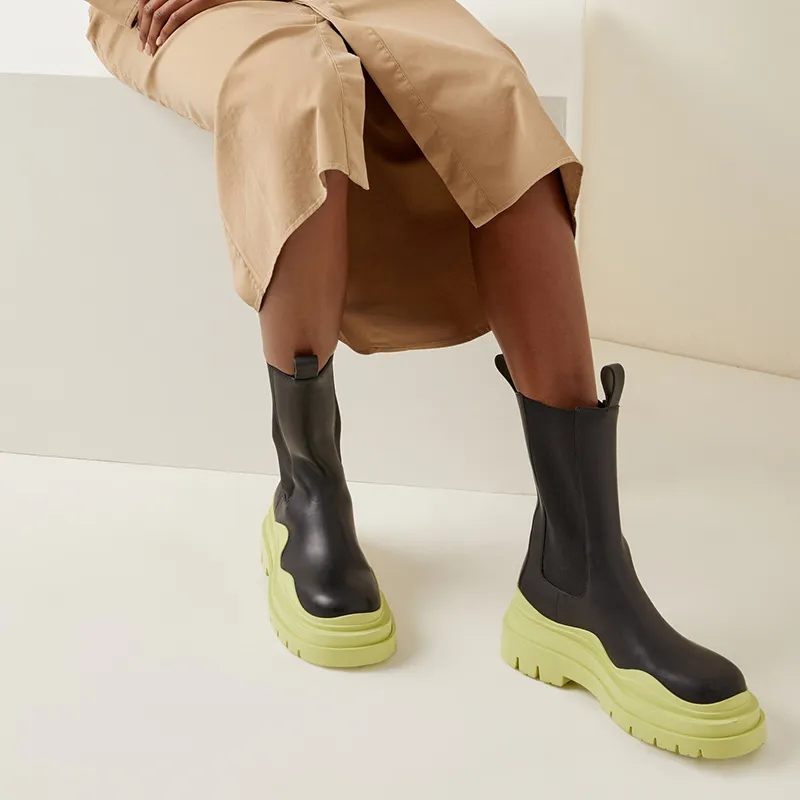 Black/Fruit Green Chelsea Boots