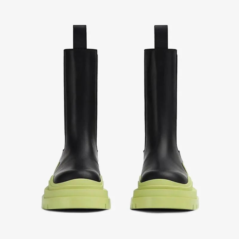 Black/Fruit Green Chelsea Boots