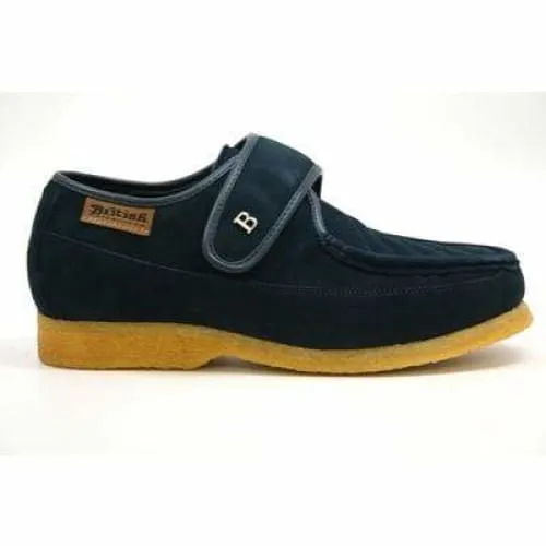 British Walkers Royal Old School Men's Navy Blue Leather and Suede Slip Ons