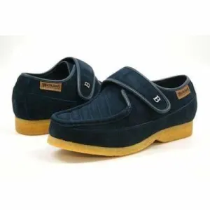 British Walkers Royal Old School Men's Navy Blue Leather and Suede Slip Ons