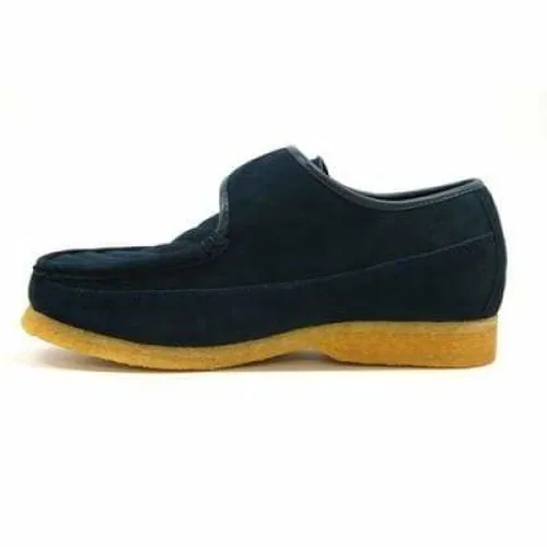 British Walkers Royal Old School Men's Navy Blue Leather and Suede Slip Ons
