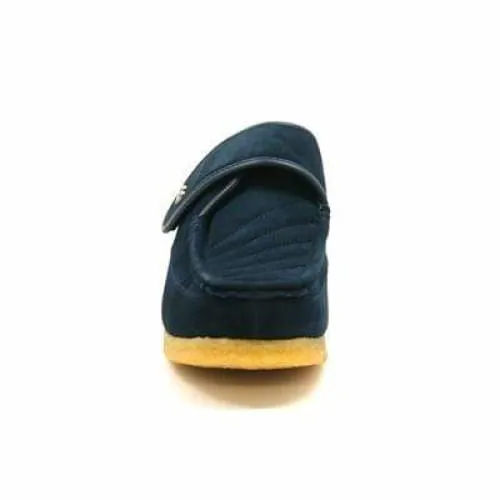 British Walkers Royal Old School Men's Navy Blue Leather and Suede Slip Ons