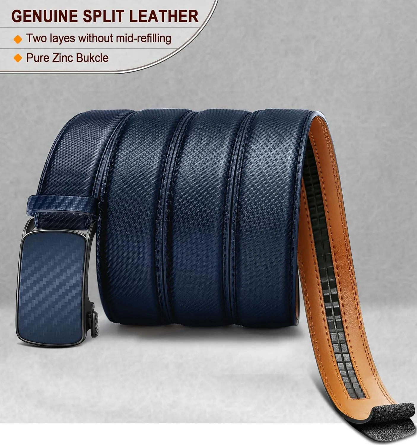 BULLIANT Men's Ratchet Belt Nontrimmable-Click Belt Adjustable for Men Gift Lightweight 1 3/8"