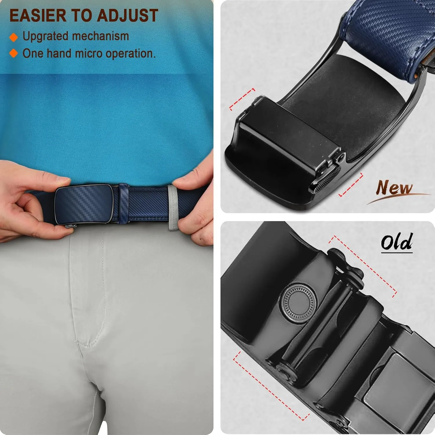 BULLIANT Men's Ratchet Belt Nontrimmable-Click Belt Adjustable for Men Gift Lightweight 1 3/8"