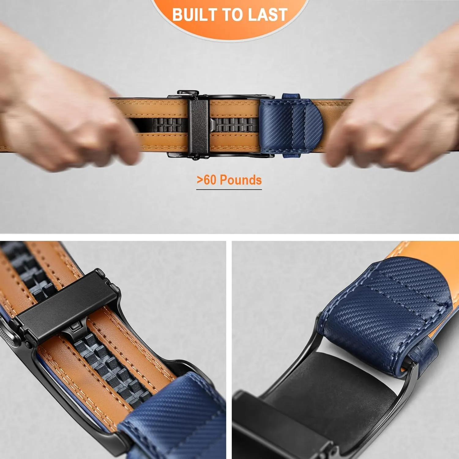 BULLIANT Men's Ratchet Belt Nontrimmable-Click Belt Adjustable for Men Gift Lightweight 1 3/8"