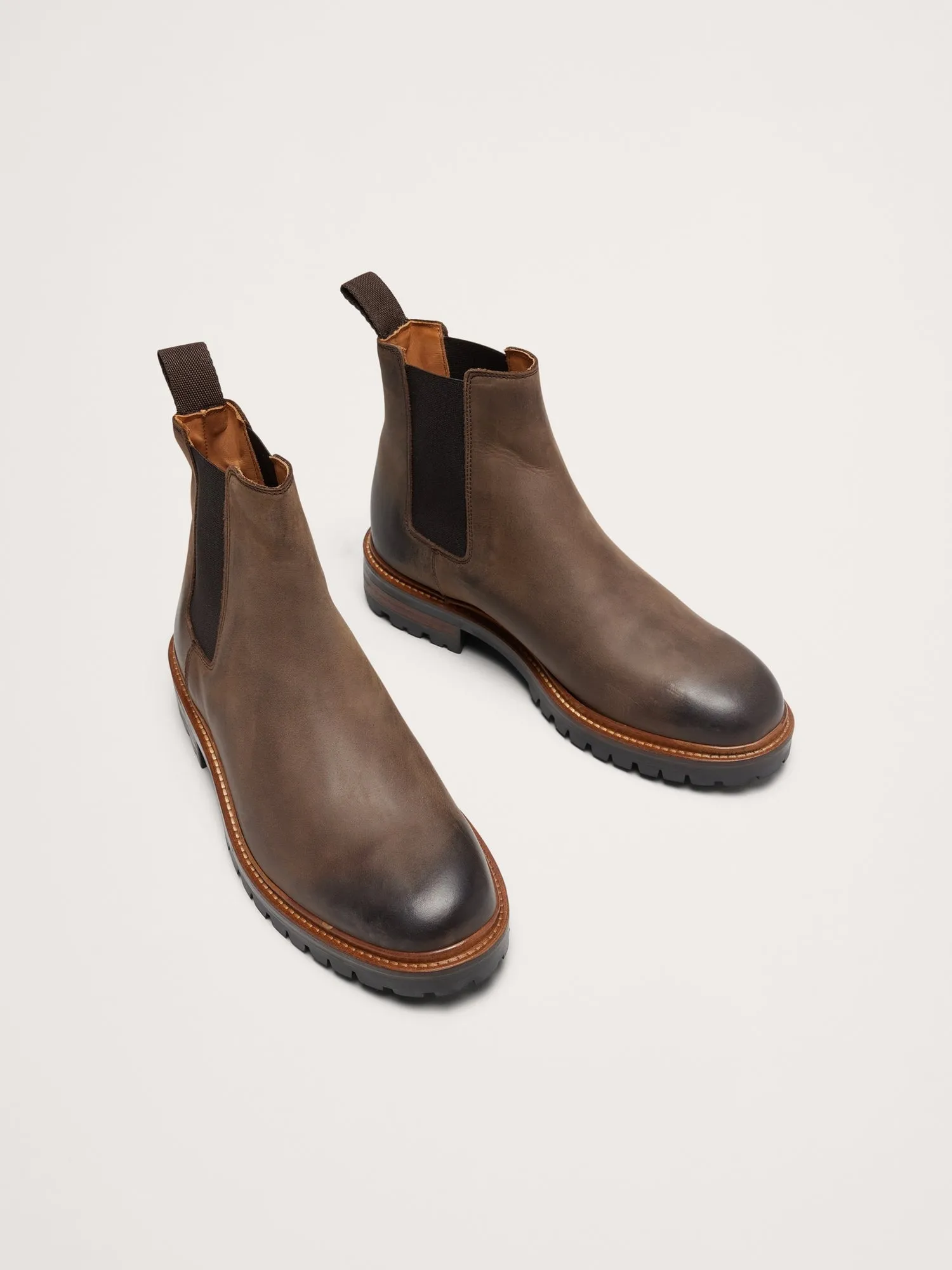Burnished Italian Leather Chelsea Boot