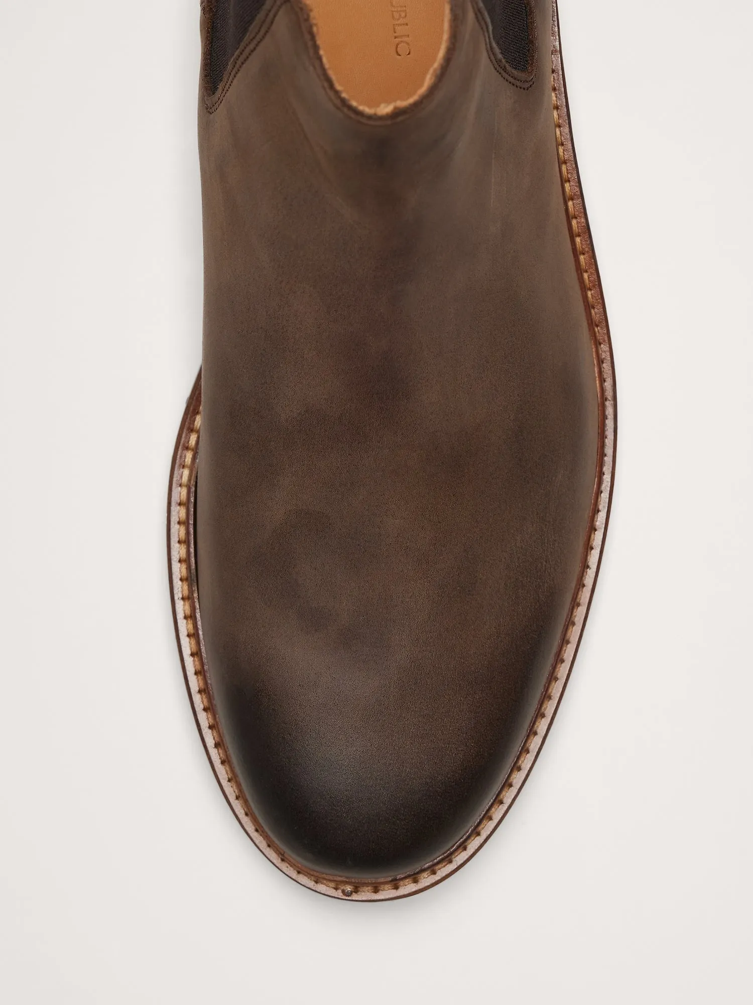 Burnished Italian Leather Chelsea Boot