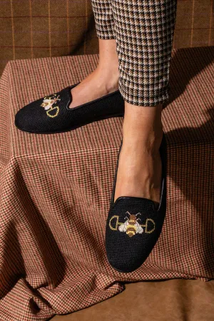 By Paige Hand-Stitched Needlepoint Loafer  Bee on  Snaffle Bit