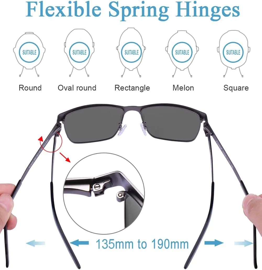 CARFIA Metal Mens Sunglasses Polarized UV400 Protection for Driving Fishing Hiking Golf Everyday Use CA5225