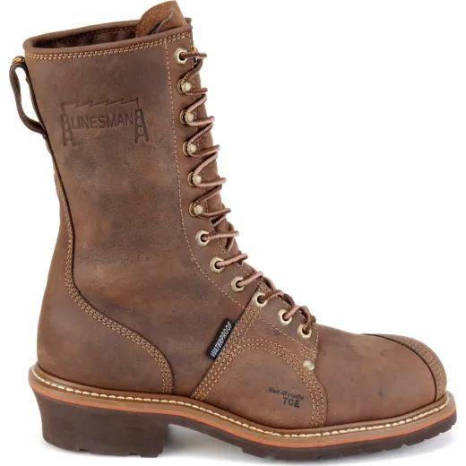 Carolina Men's Linesman 10" Comp Toe WP Work Boot - Brown - CA1904