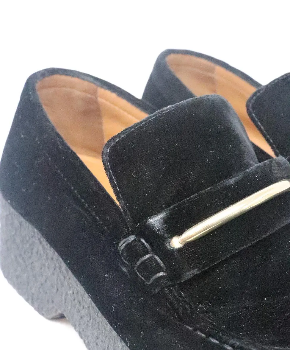 Celine Black Velvet Platform Loafers sz 8
