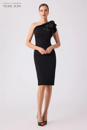 Crepe Rhinestone Trim Corsage Dress