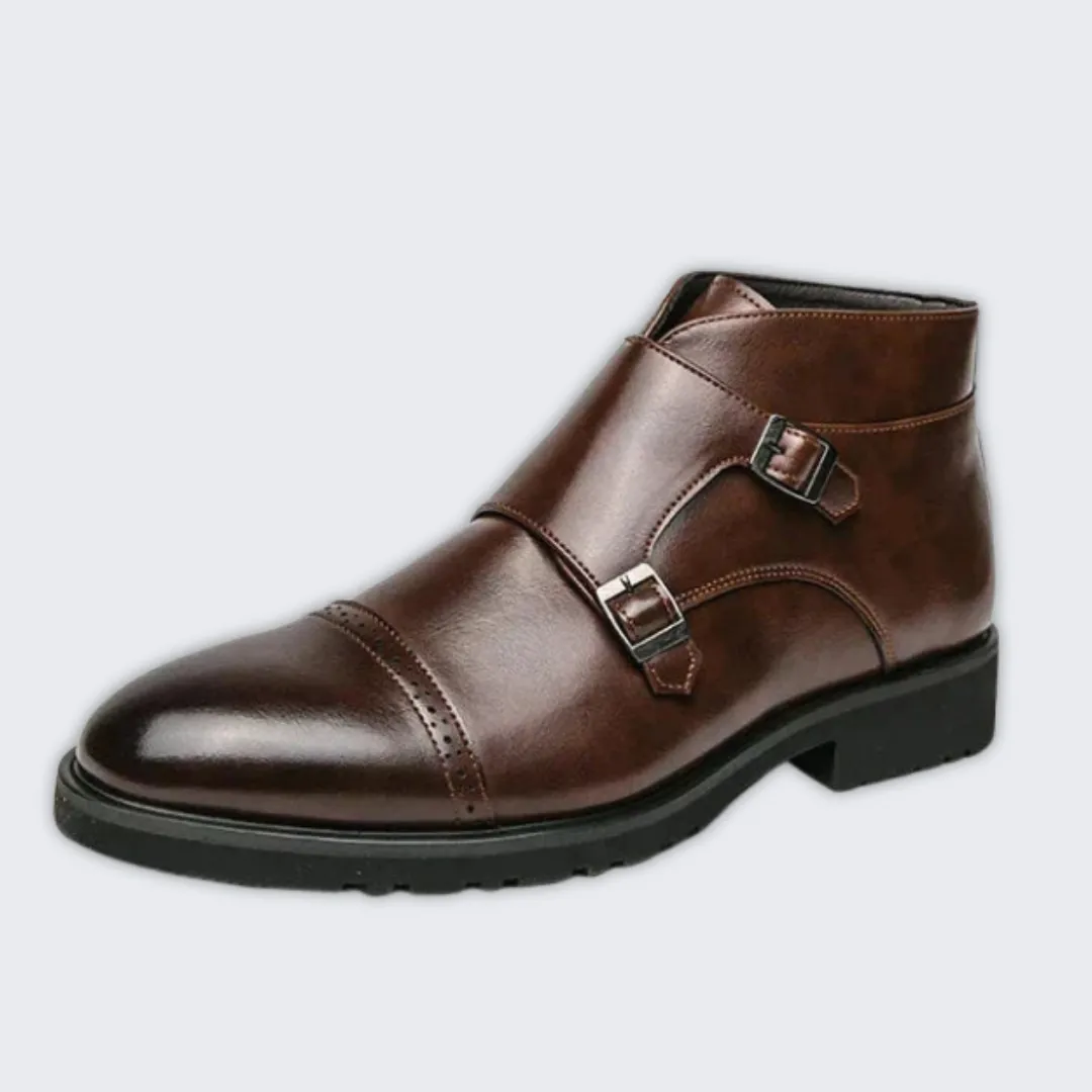 Darell Premium Leather Double Monk Strap Boots for Men