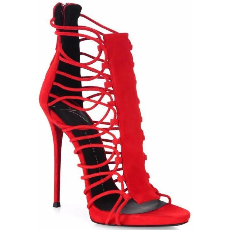 GIUSEPPE ZANOTTI Zoey Suede Sandals, Fiamma
