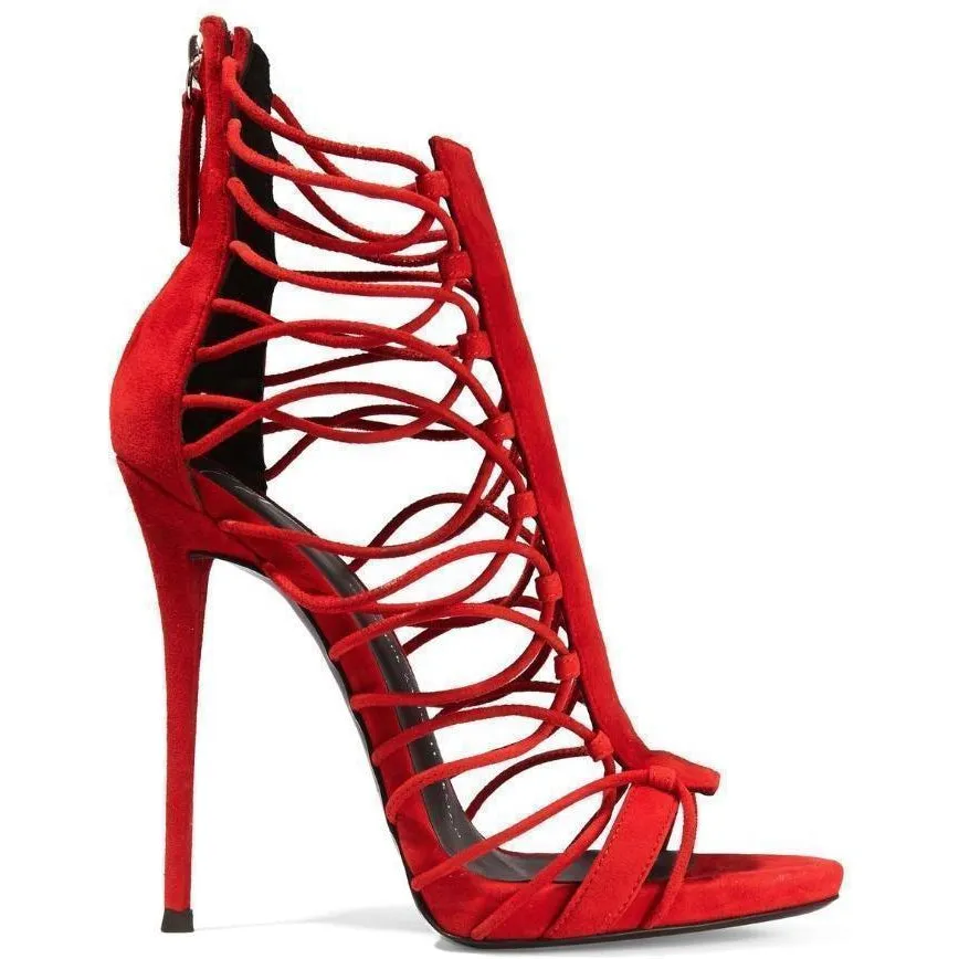 GIUSEPPE ZANOTTI Zoey Suede Sandals, Fiamma