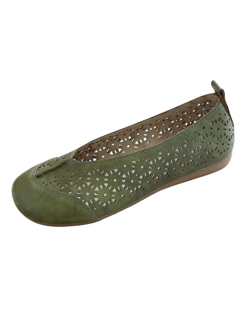 Handmade Soft Leather Retro Hollow Flats