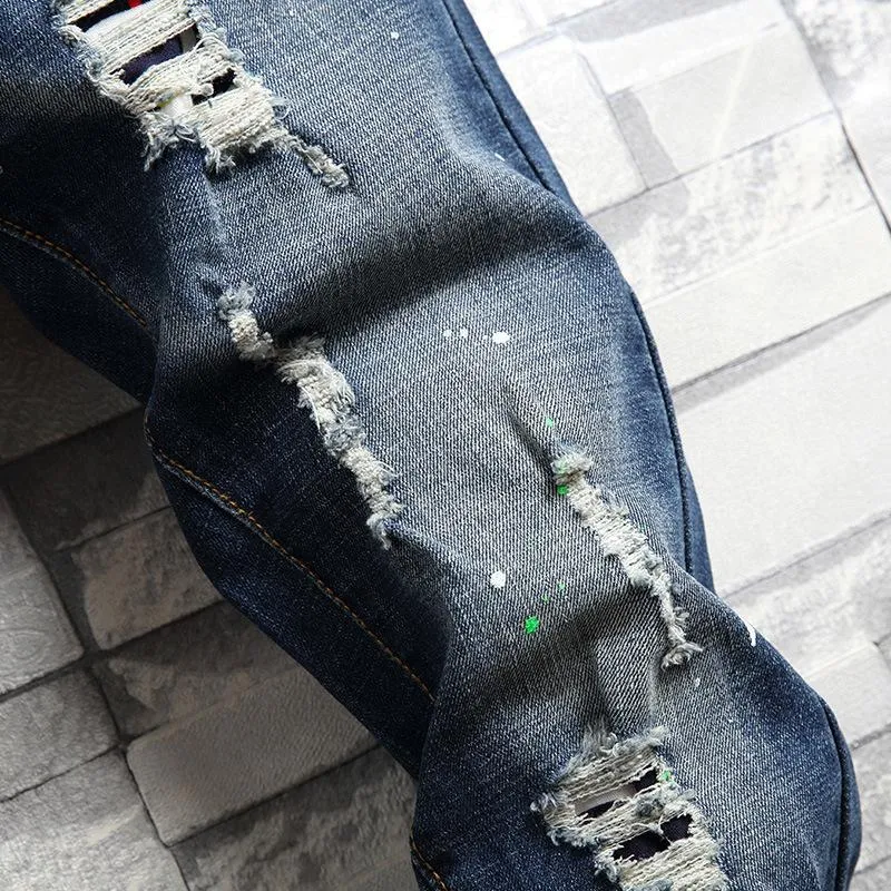 Men's Ripped Stretch Slim Jeans 44696788Y