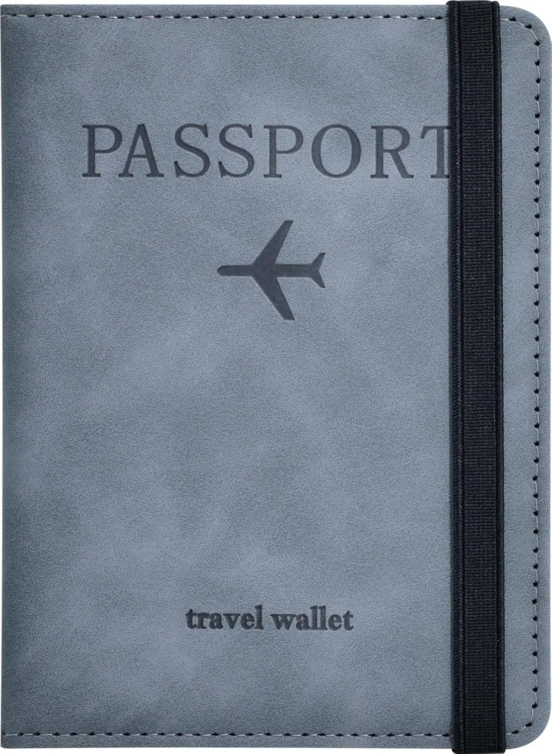 Passport Holder, Passport Cover with Credit Card Slot and Boarding Pass Slot Combo, Passport Wallet Case Book Travel Must Have, RFID Blocking Leather Travel Accessories, Marine Grey