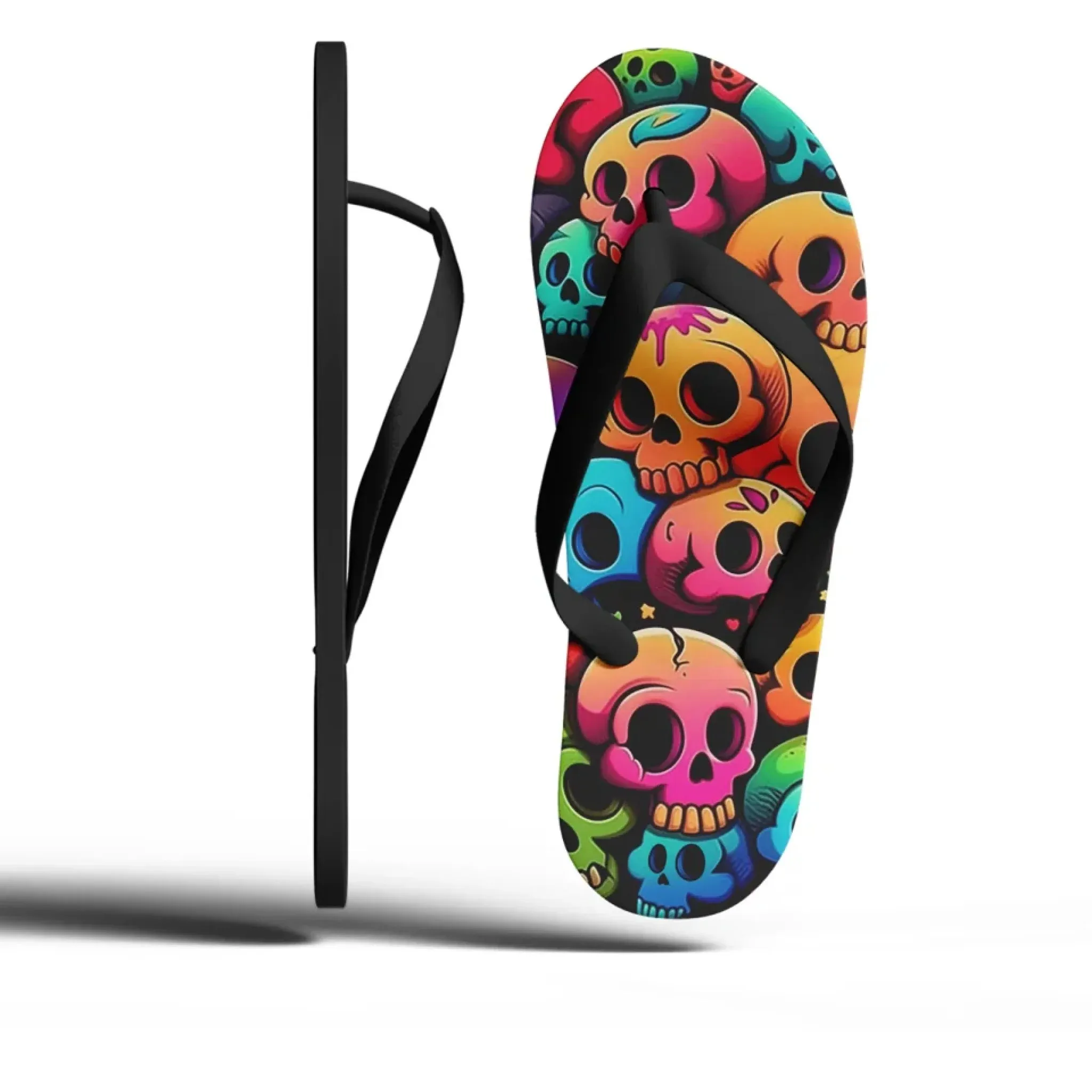 Personalized Gothic Flip Flop, Custom Skull Fashion Slipper, Stylish and comfortable Slippers