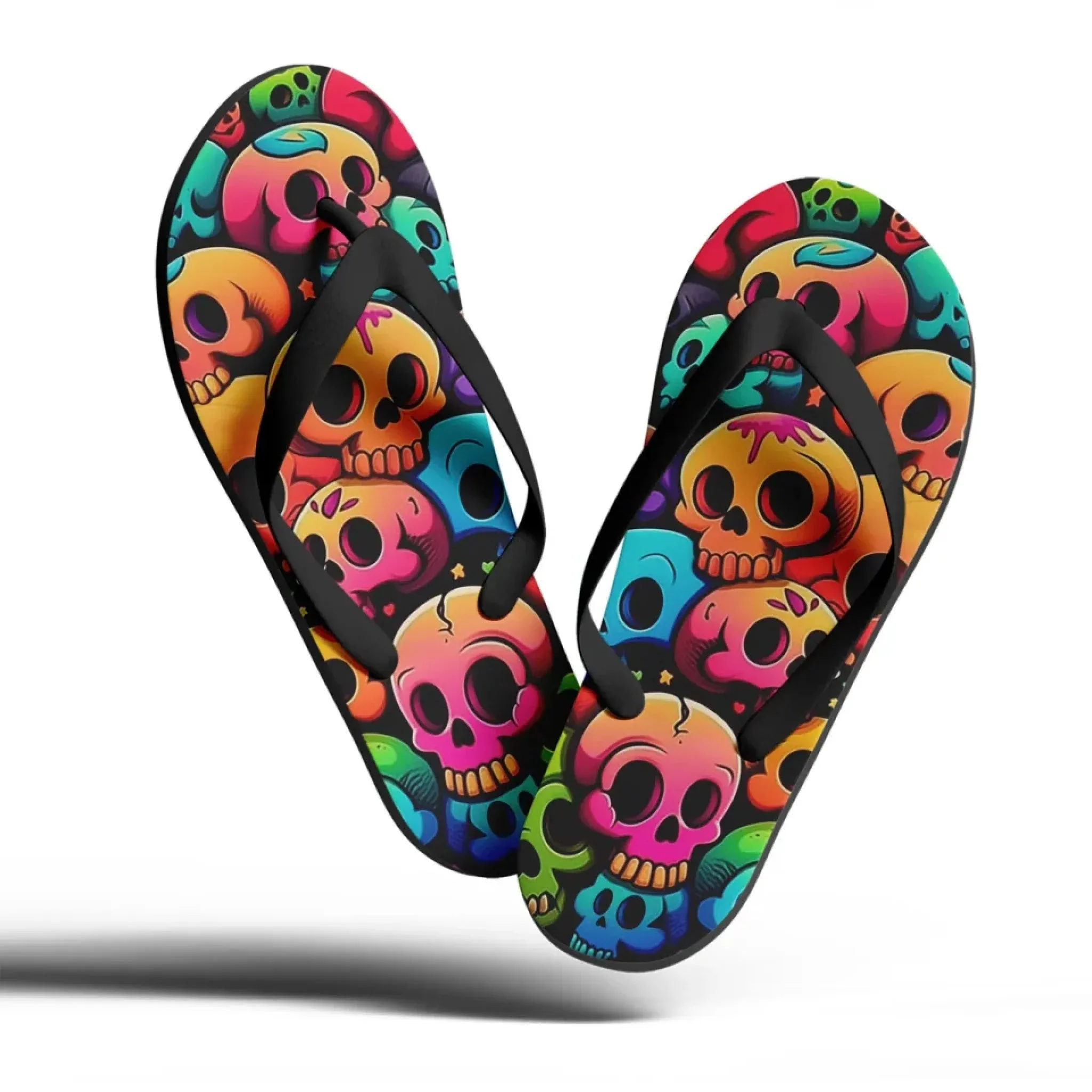 Personalized Gothic Flip Flop, Custom Skull Fashion Slipper, Stylish and comfortable Slippers