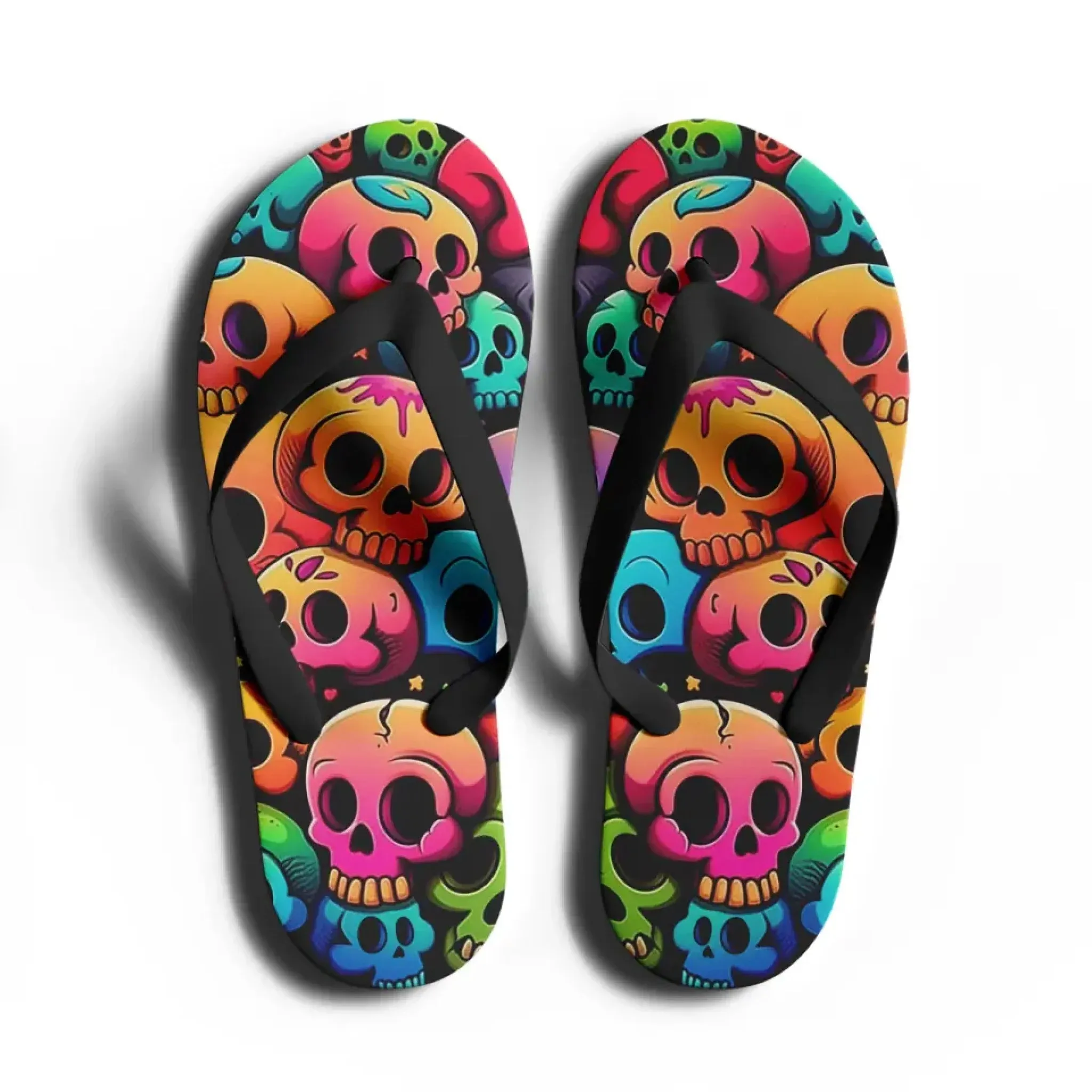 Personalized Gothic Flip Flop, Custom Skull Fashion Slipper, Stylish and comfortable Slippers