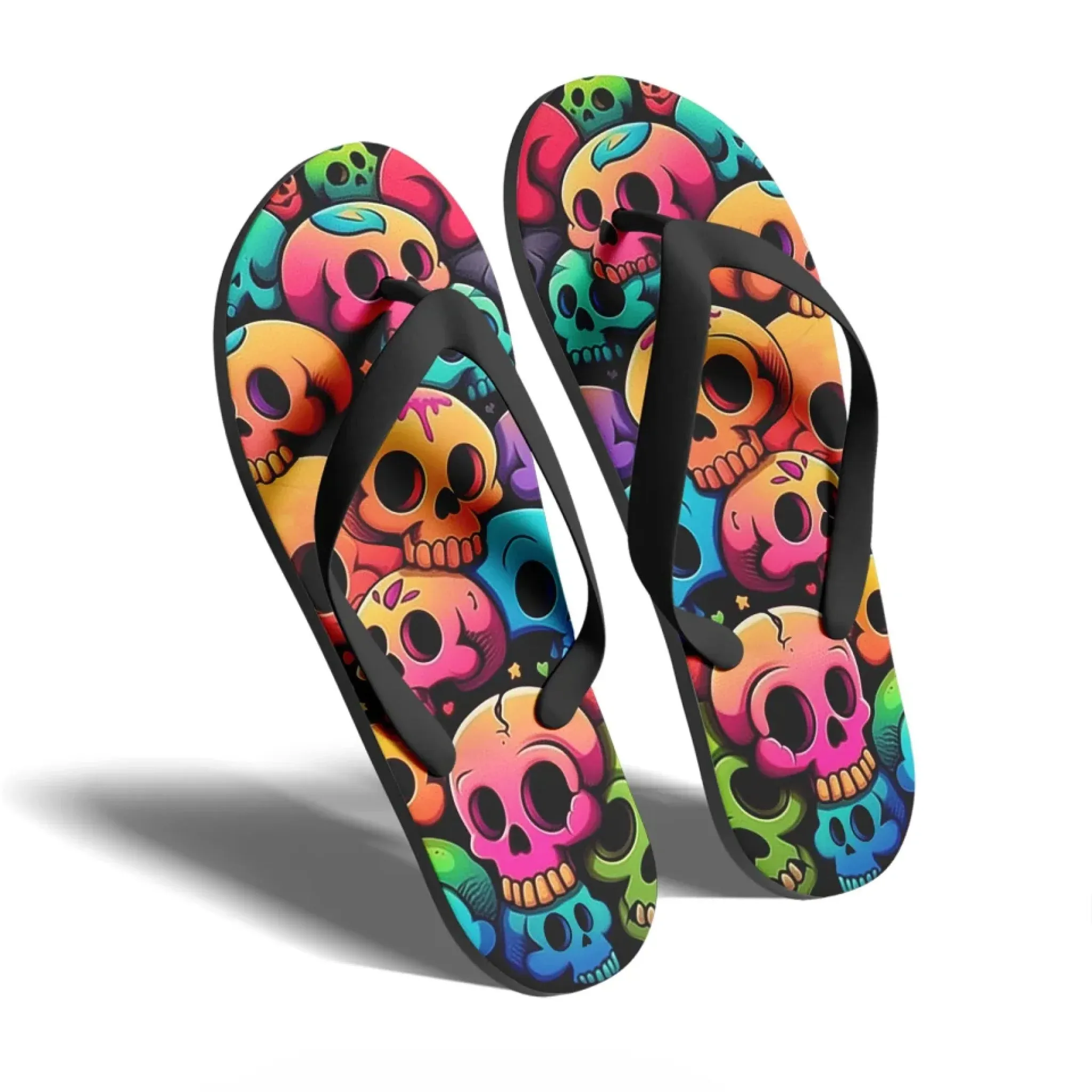 Personalized Gothic Flip Flop, Custom Skull Fashion Slipper, Stylish and comfortable Slippers