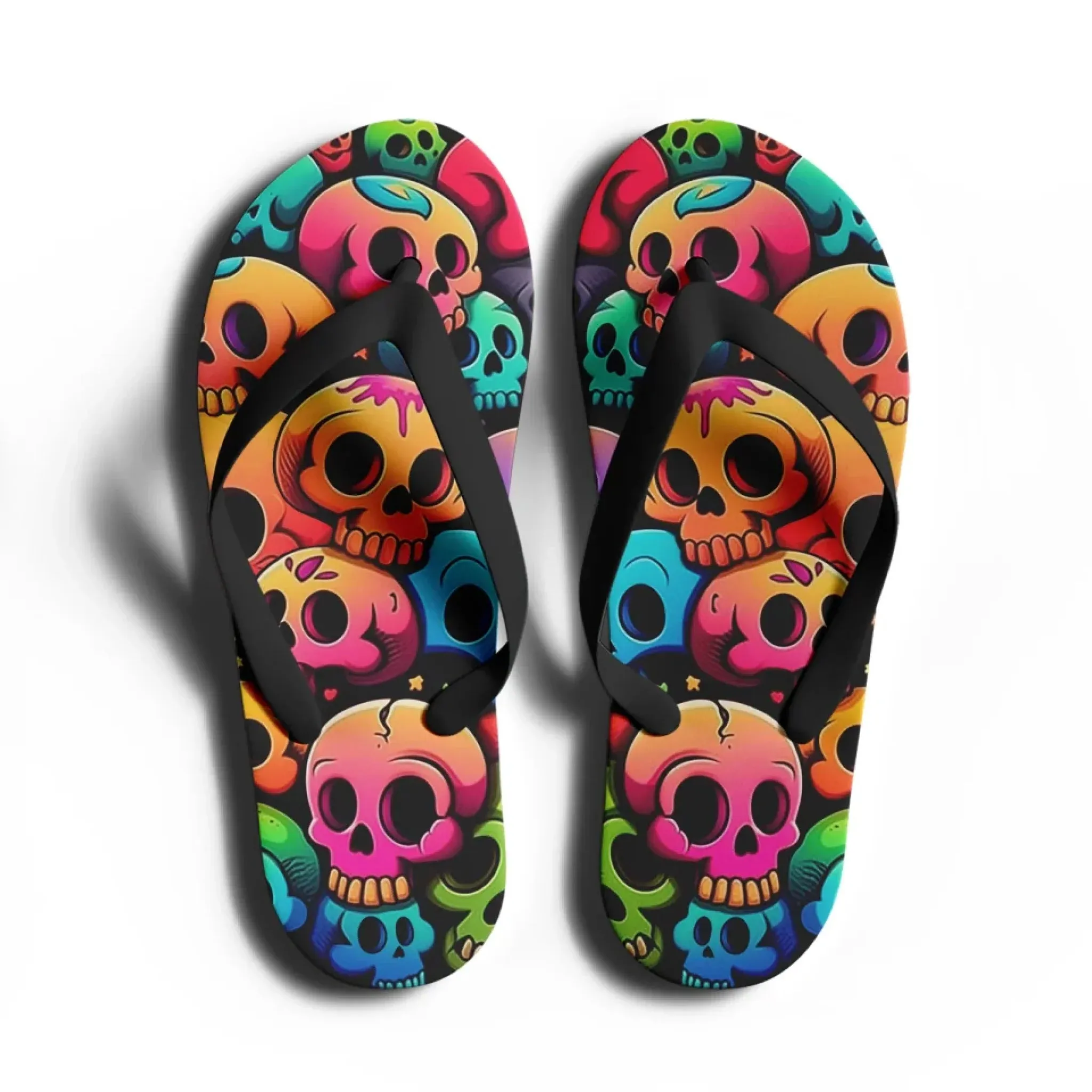 Personalized Gothic Flip Flop, Custom Skull Fashion Slipper, Stylish and comfortable Slippers