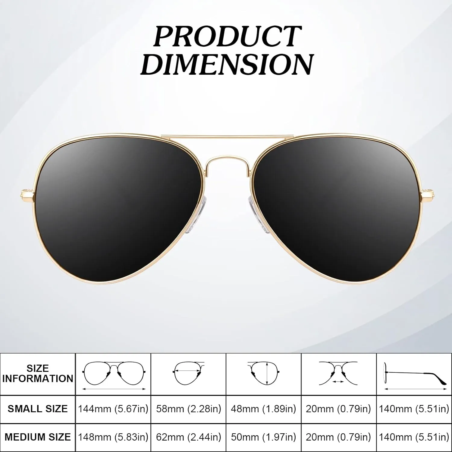 Pilot Sunglasses Men Womens Lightweight Metal Frame Polarized Shades UV400 Protection