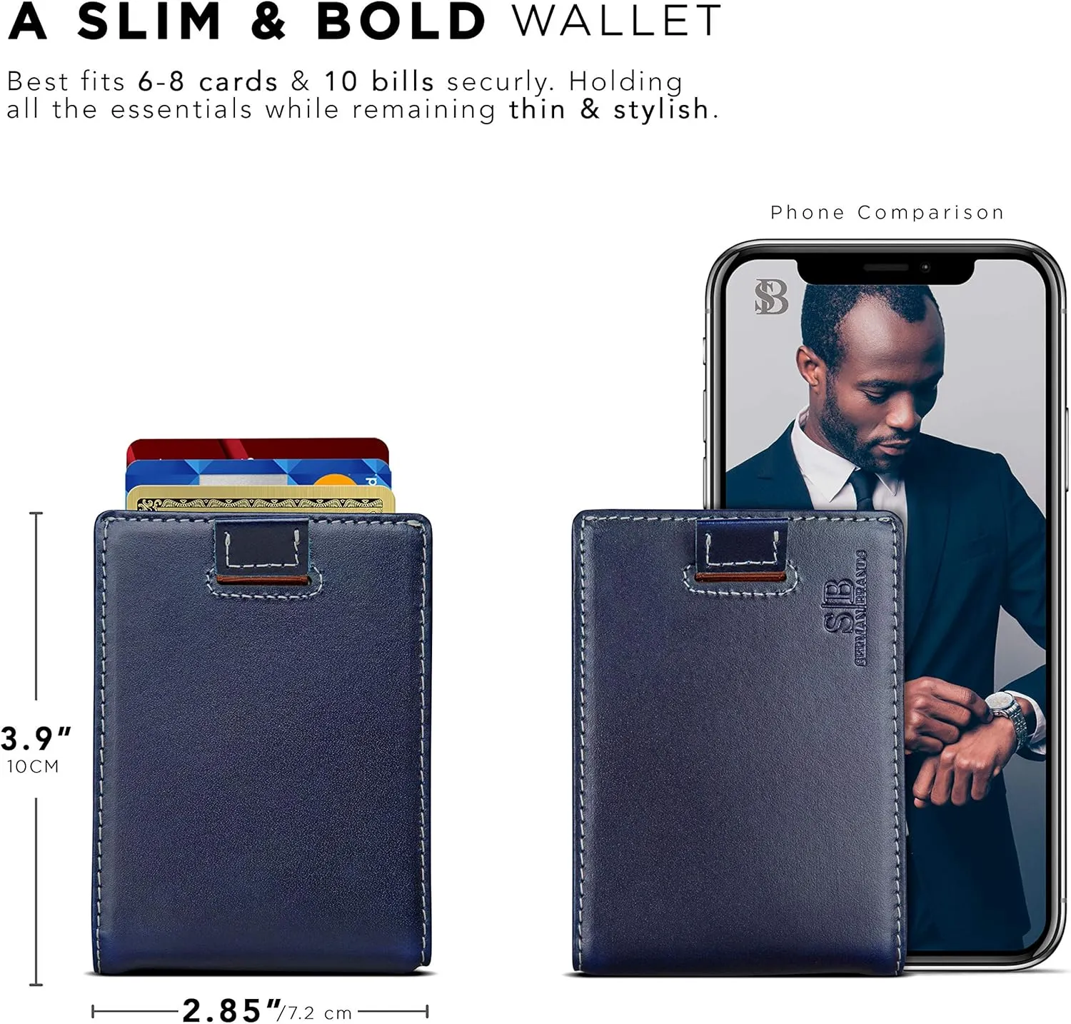 SERMAN BRANDS RFID Blocking Slim Money Clip Wallet ?C Leather Bifold Front Pocket Minimalist Mens Wallet with Money Clip for Men, Small Credit Card Holder Wallet - Travel Wallet with Gift Box