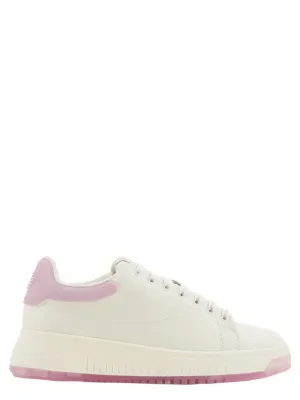 Sneakers in pelle con retro in gomma a contrasto