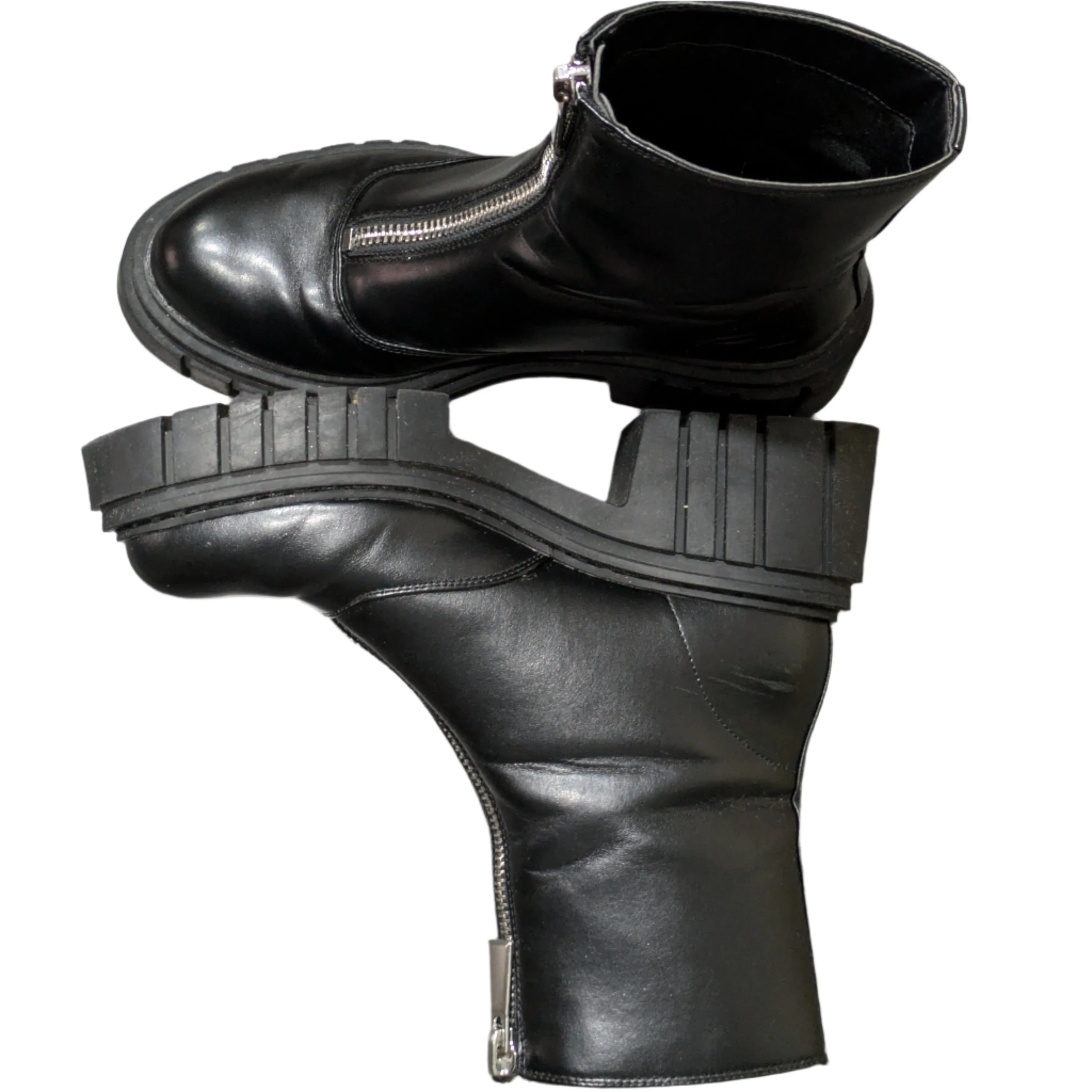 Stradivarius Zip Front Chelsea Boots in Black Size UK 5 / EU 38 / US 7