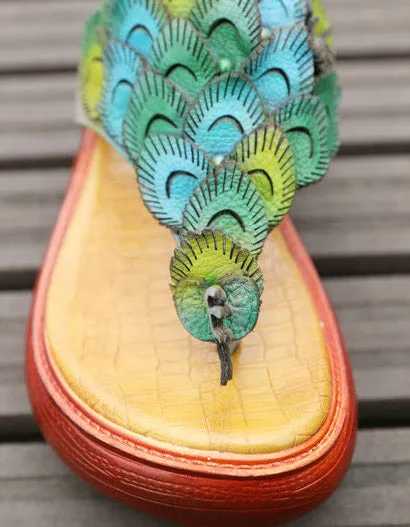 Summer Peacock Wedge Flip-flop Slippers