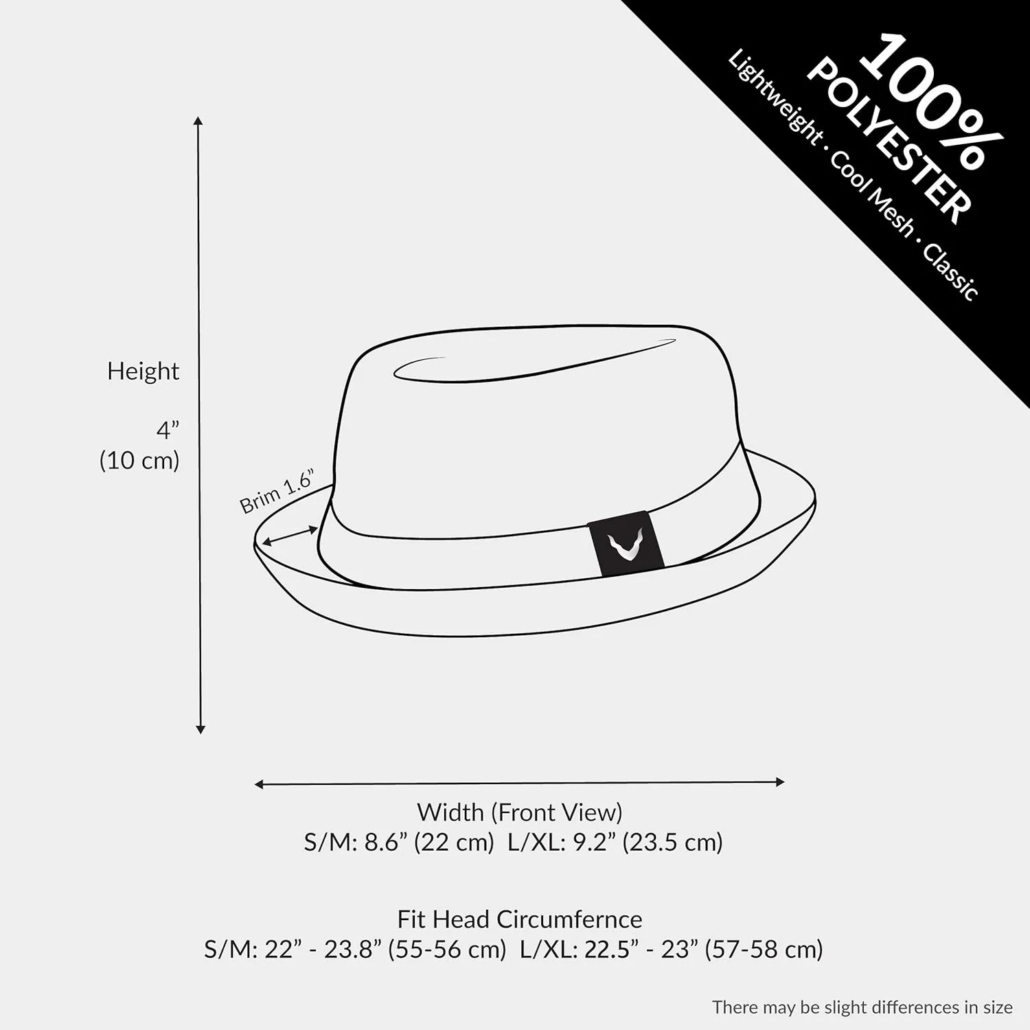 The Hat Depot Unisex Light Weight Classic Soft Cool Mesh Pork Pie hat