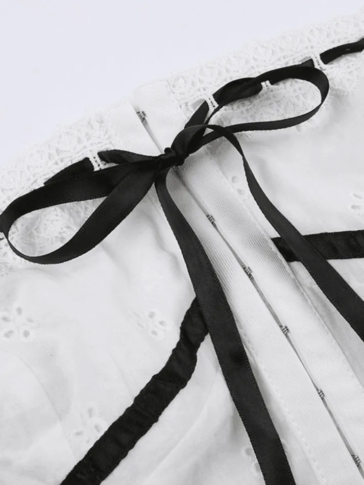 Tie Strap White Trendy Slip Mini Dress