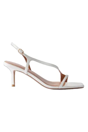 White Leather Strappy Kitten Heels