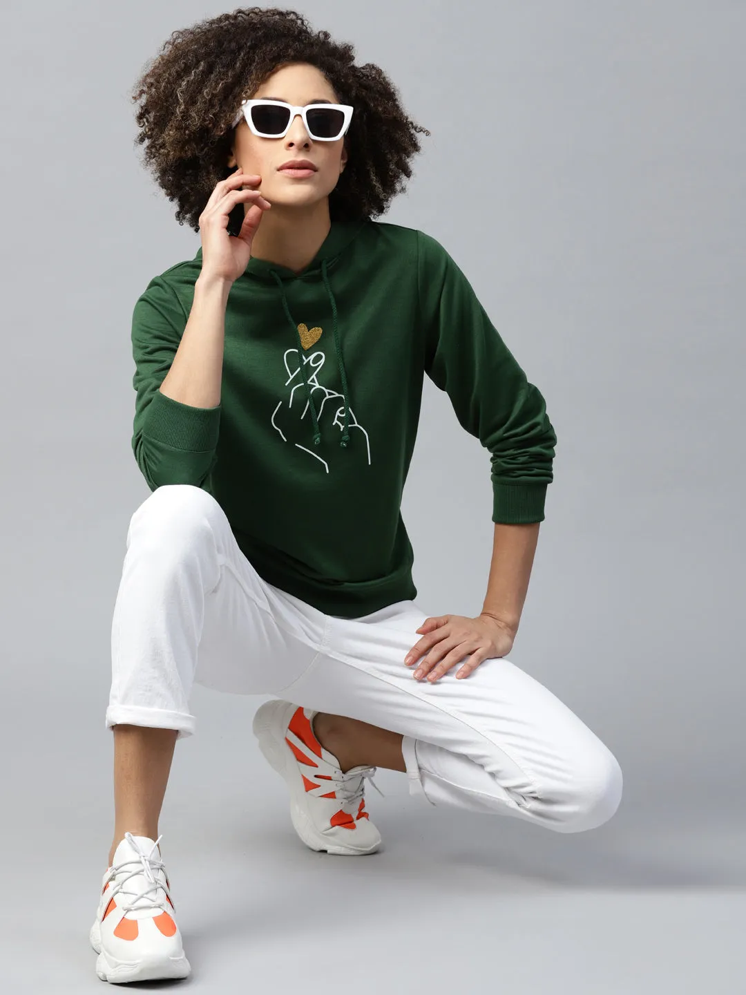 Women Green Like-Me-Print Sweatshirt