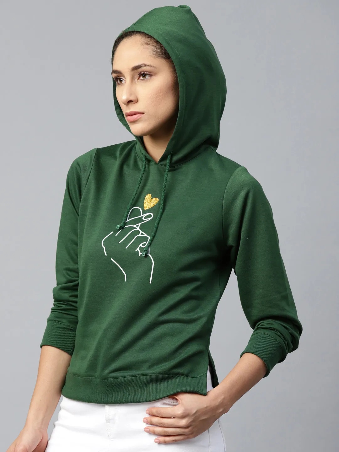 Women Green Like-Me-Print Sweatshirt