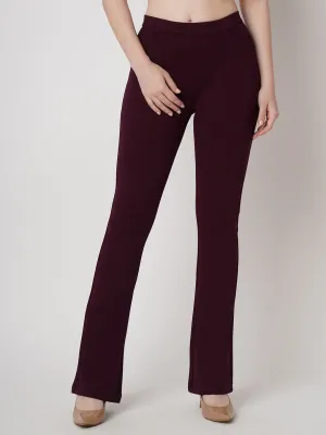 Women Wine Mini Flare Tregging