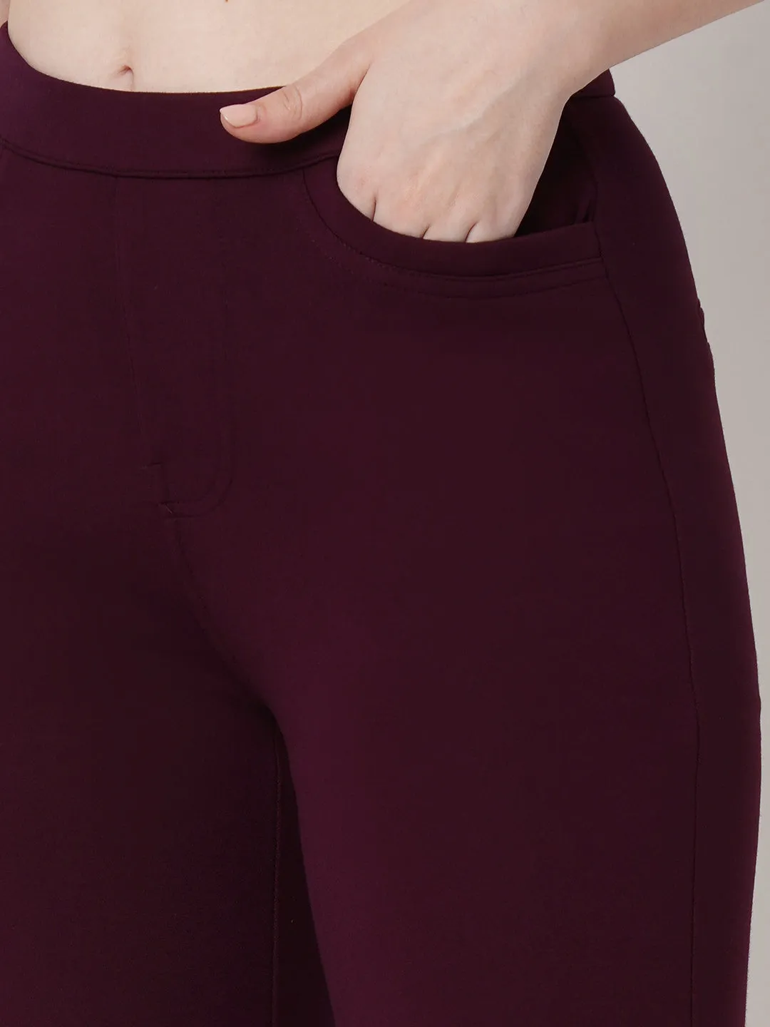 Women Wine Mini Flare Tregging