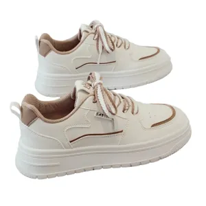 Women's Designer Chunky Platform Sneakers – White Casual Slip-On Tennis Shoes, Vulcanized for Walking