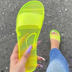 Women's peep toe flat jelly clear slide sandals