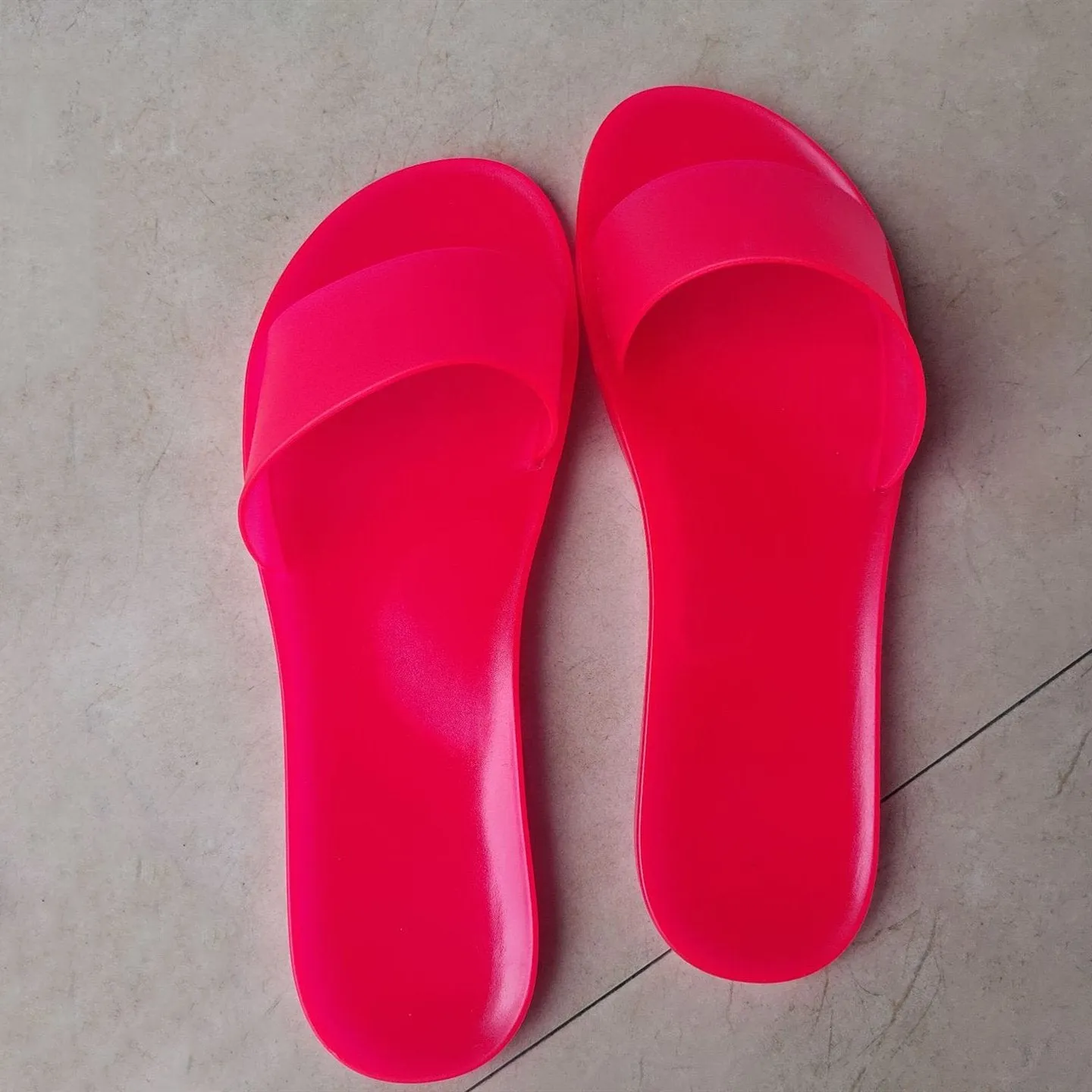 Women's peep toe flat jelly clear slide sandals