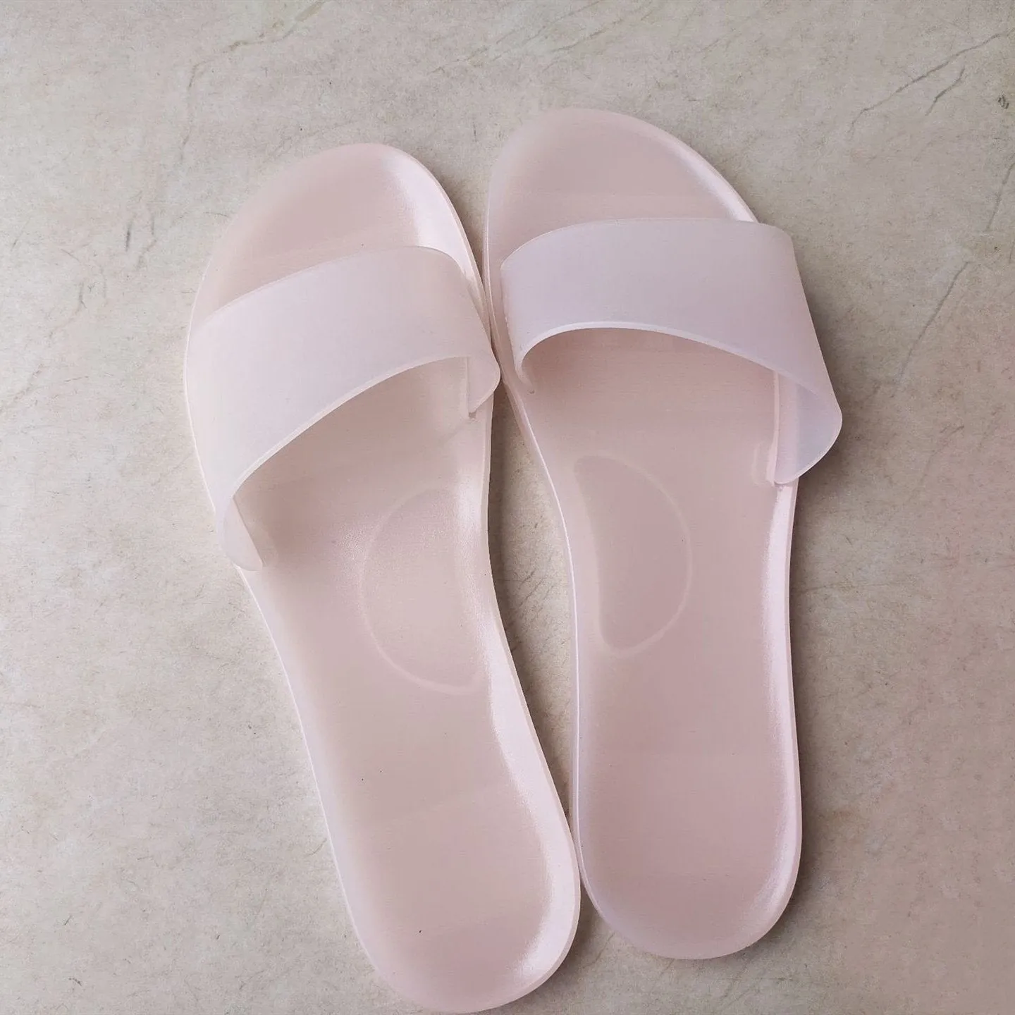 Women's peep toe flat jelly clear slide sandals