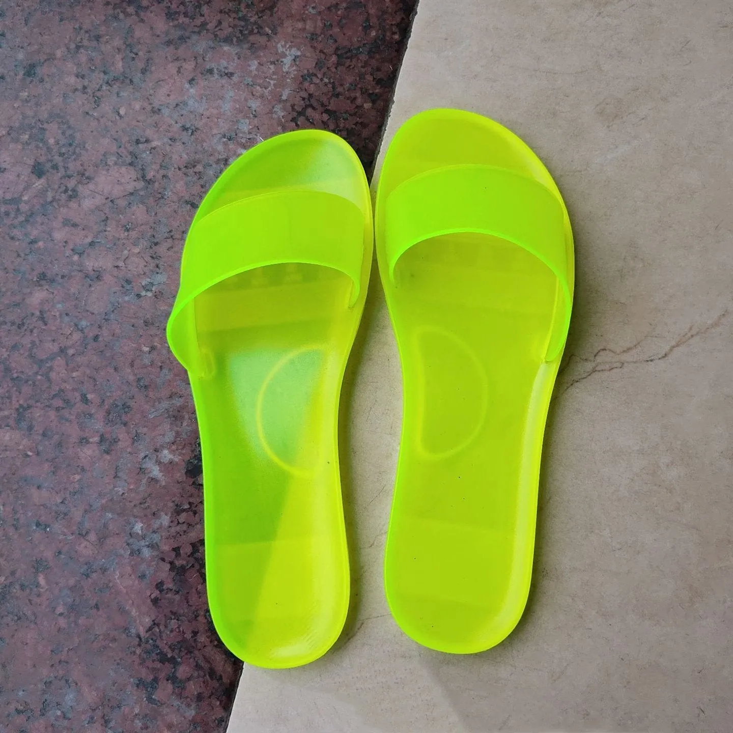 Women's peep toe flat jelly clear slide sandals