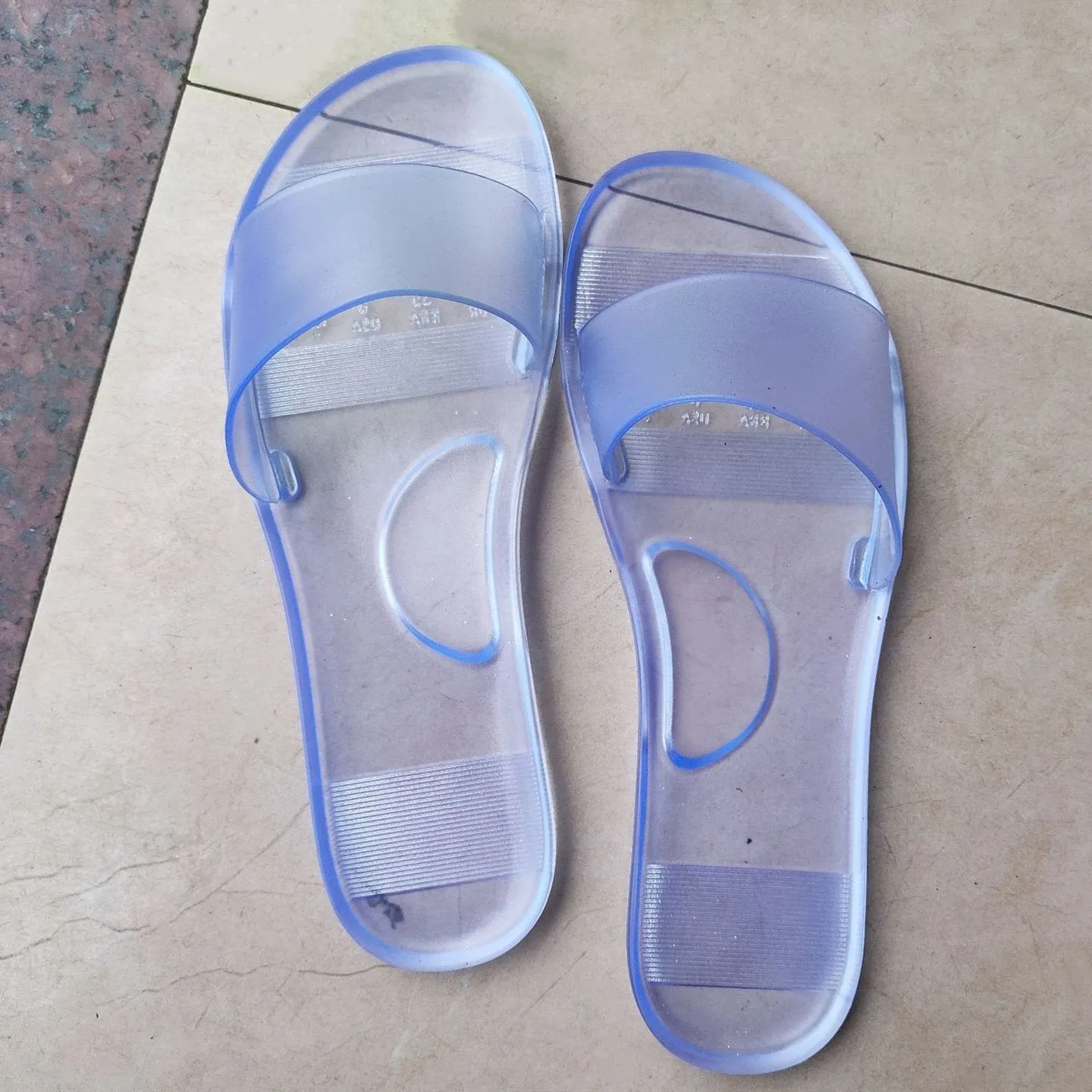 Women's peep toe flat jelly clear slide sandals